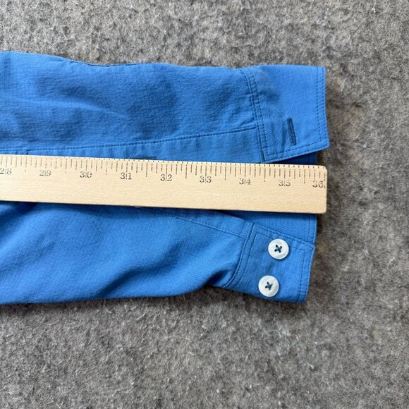 Simms Shirt Men XL Blue Performance Fishing Nylon Long Sleeve Vented Roll Tab 12 - Picture 13 of 14